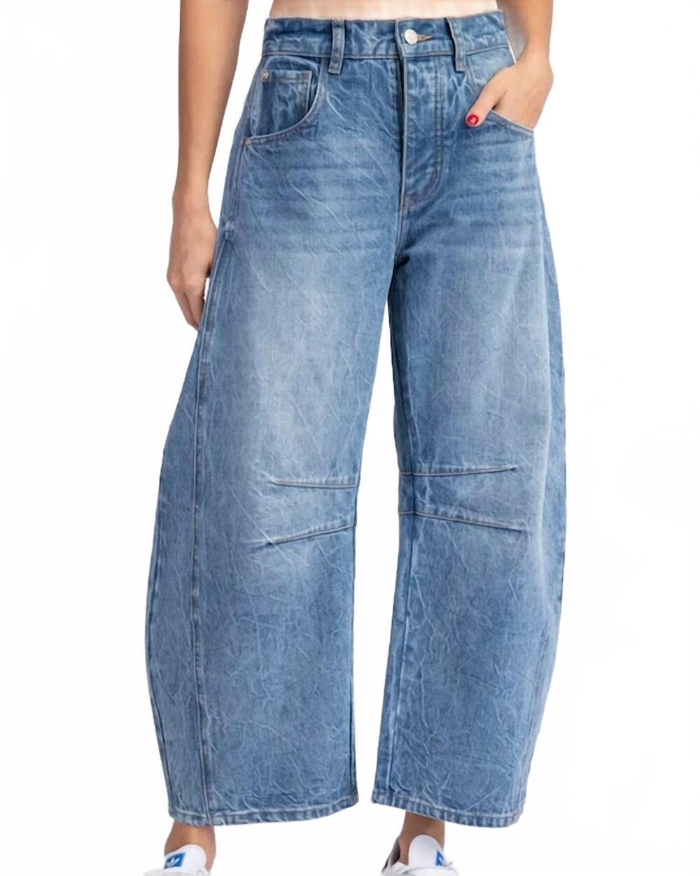 NEW EESOME women's blair barrel jeans in blue